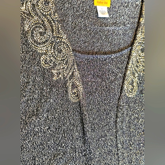 Ruby Rd. Sparkly Longsleeve Blouse One piece Cardigan Gold Sparkles Shimmer Gems - Picture 7 of 11
